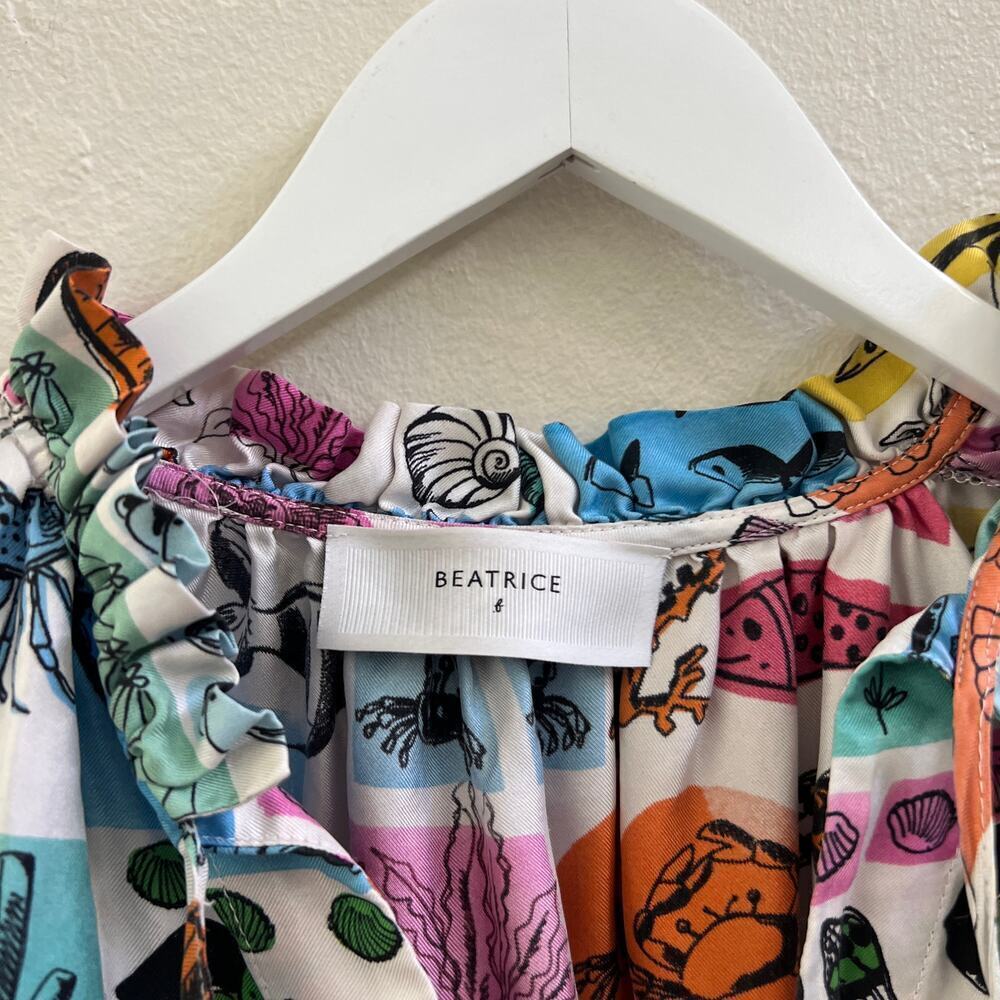 EUC $399 Anthropologie Beatrice B 100% Silk Sea Printed Mini Dress - Picture 7 of 9
